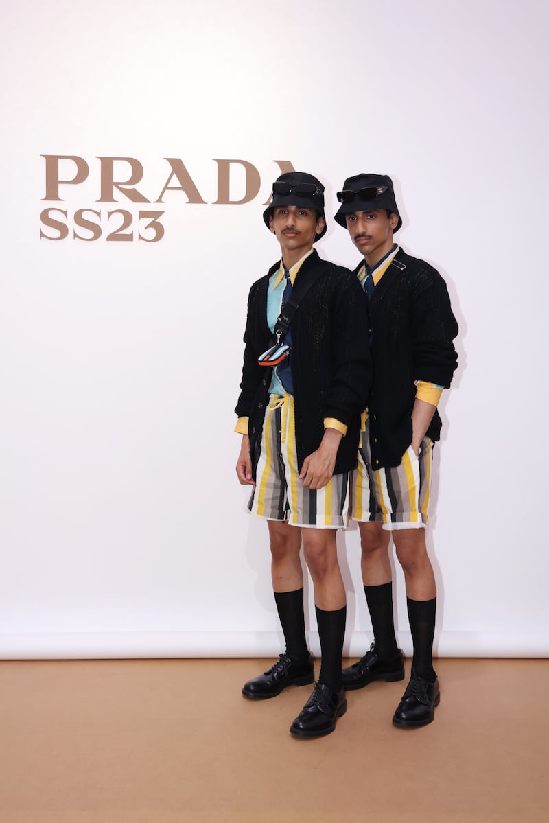The Hadban twins attend Prada spring/summer 2023 menswear fashion show on June 19, 2022 in Milan, Italy. Getty Images for Prada