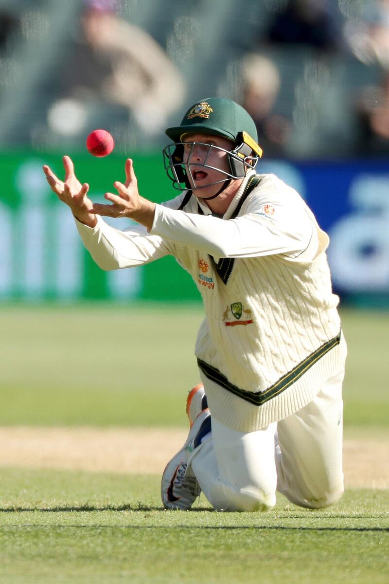 Australia's Marnus Labuschagne catches out Pakistan batsman Iftikhar Ahmed during the final day of the second Test in Adelaide on Monday, December 2. AP