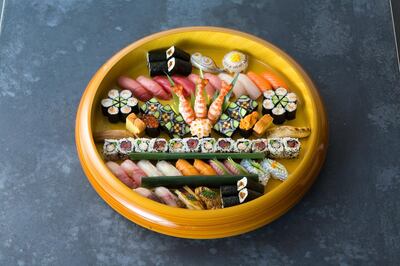A sushi platter at Morimoto's Dubai restaurant. Courtesy Morimoto Dubai