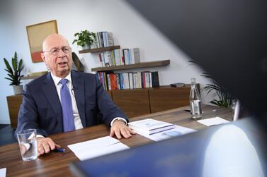 Klaus Schwab, founder and executive chairman of the World Economic Forum, during a virtual press conference to preview the Davos Agenda 2021. EPA