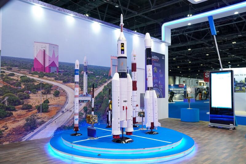 Some of the rockets on display at the International Space Exhibition and Conference.