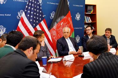 US special envoy for peace in Afghanistan Zalmay Khalilzad speaks during a roundtable discussion with Afghan media in Kabul, Afghanistan January 28, 2019. US Embassy