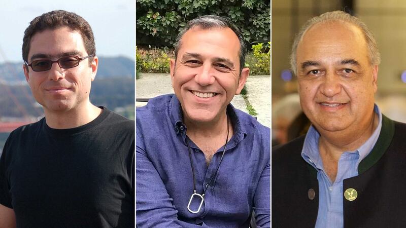 From left, Siamak Namazi, Emad Shargi and Morad Tahbaz were three of the four released. Reuters, Shargi Family and @USEnvoyIran/Twitter