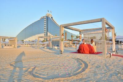 Lydia Jayne Hetherington and Ryan Hudson got engaged on the beach overlooking the Burj Al Arab, in February 2018. Courtesy Lydia Jayne Hetherington