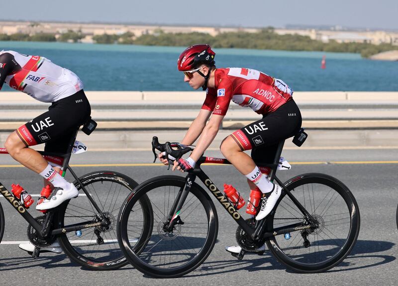 Tadej Pogacar of UAE Team Emirates rides during the seventh stage of the UAE Tour from Yas Mall to Abu Dhabi Breakwater. AFP