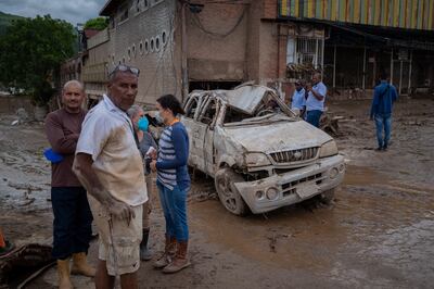 A vehicle destroyed by flooding in Las Tejerias, Venezuela. EPA