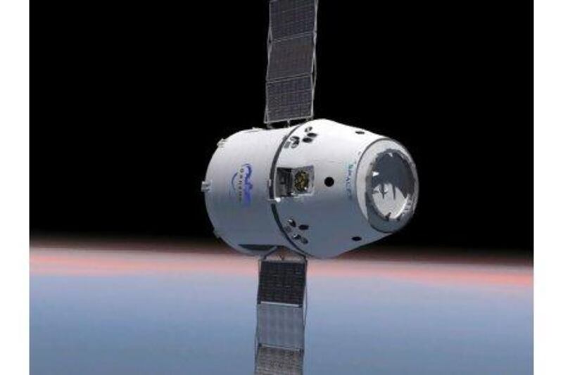 This undated handout photo provided by SpaceX shows the DragonLab in orbit.