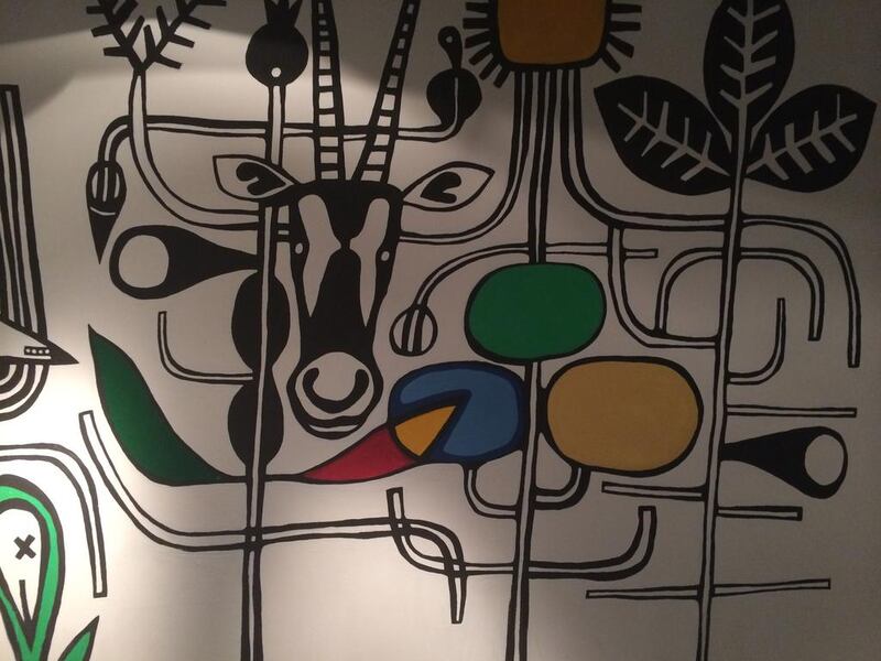 Funky artwork at the entrance to the Story Rooftop Lounge in the Holiday Inn in Dubai's Knowledge Village (Photo by Rebecca McLaughlin-Duane)