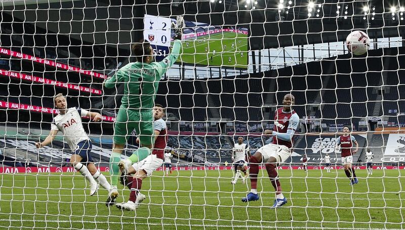 WEST HAM RATINGS: Lukasz Fabianski - 6: Must have feared the worst with Spurs three up in the opening quarter but kept West Ham in the game with a fine save from Kane in the second half. EPA