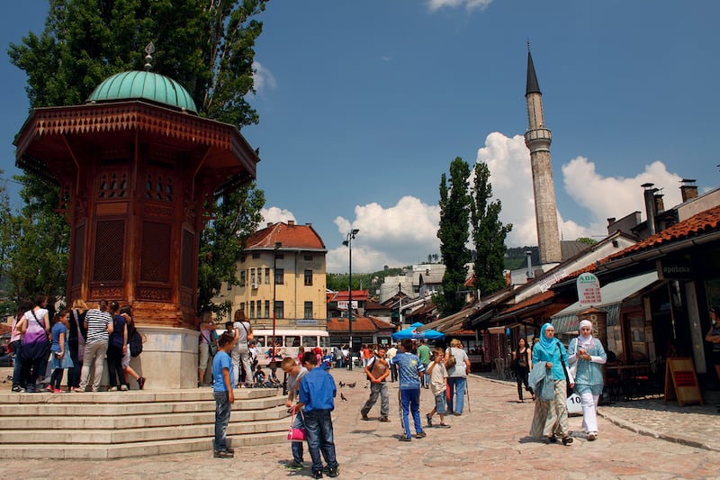 The streets of Sarajevo go from 19th-century western European architecture to Turkish-style buildings, depending on where you are in the city. Getty Images