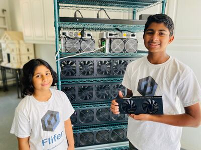 Siblings Ishaan and Aanya Thakur are working to create their own cryptocurrency, the Flifer Coin, and plan to launch it later this year. Photo: Courtesy Manish Raj