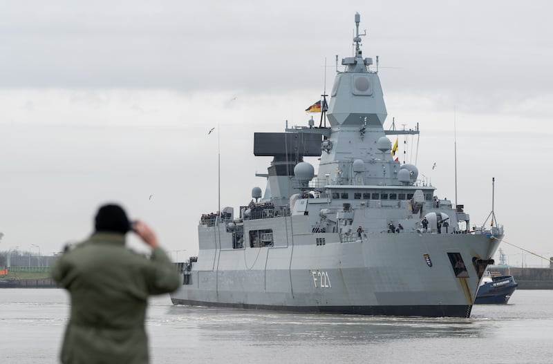 German Navy frigate Hessen departs from Wilhelmshaven for deployment in the Red Sea. Getty Images