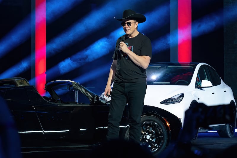 Mr Musk speaks at the Tesla Giga Texas manufacturing 'Cyber Rodeo' grand opening party, in Austin, Texas, in 2022 AFP
