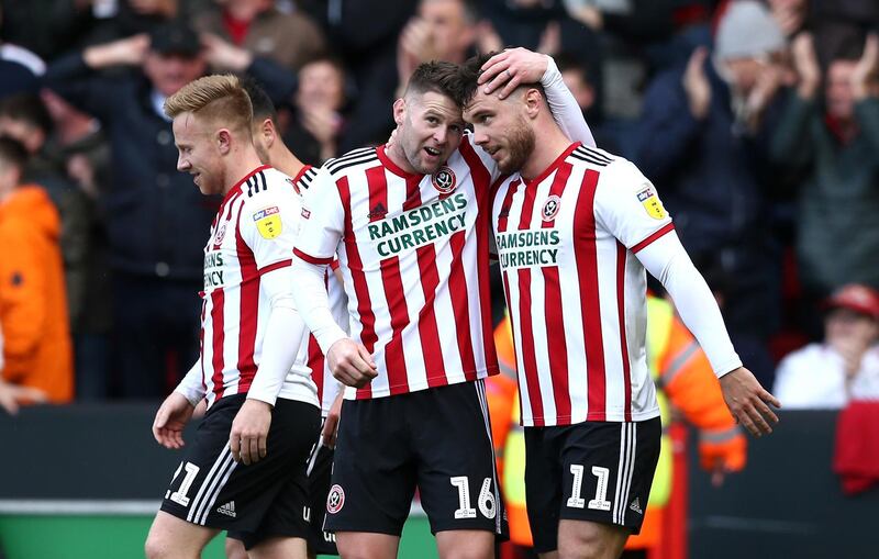 Sheffield United players celebrate. Getty