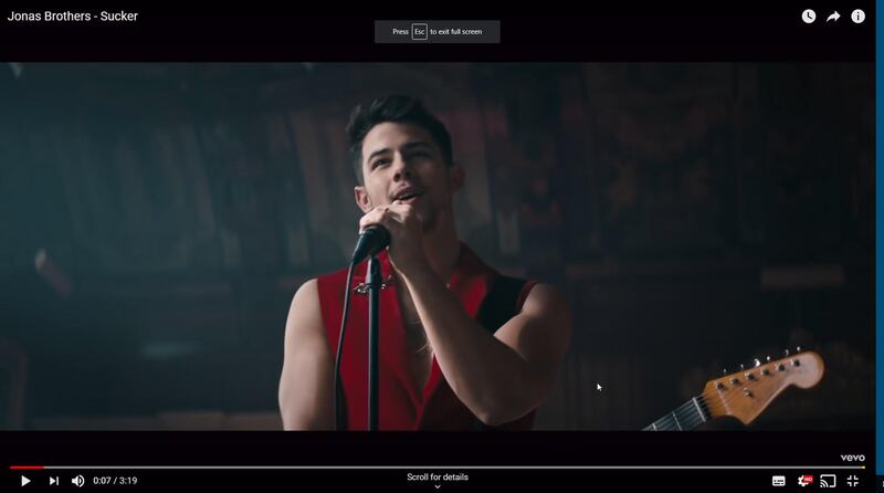 Nick Jonas wears Michael Cinco in the Jonas Brothers' 'Sucker' music video. YouTube