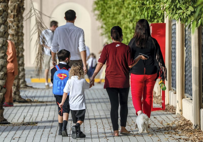 Abu Dhabi, United Arab Emirates, August 30, 2020.  Children return to school on Sunday after months off due to the Covid-19 pandemic at the Brighton College, Abu Dhabi.
Victor Besa /The National
Section:  NA
Reporter:  Haneen Dajani