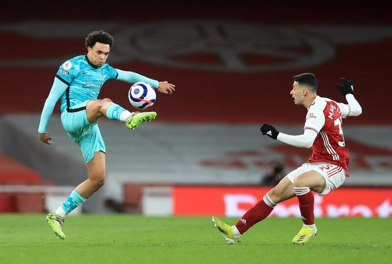 Trent Alexander-Arnold - 8: The cross for Jota’s opening goal was the highlight of a fine display. It is hard to believe that such a classy player was surplus to England requirements during the international break. Getty