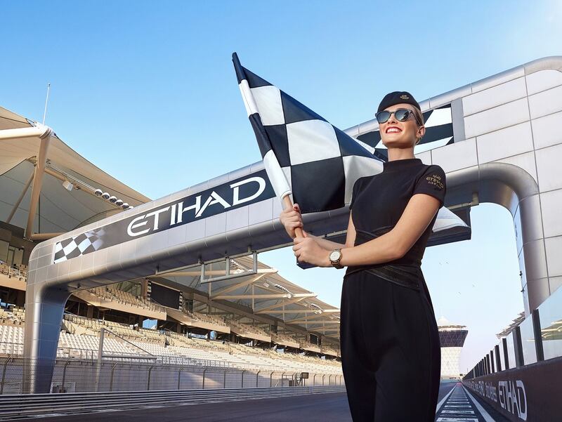 The jumpsuit designed by Yara bin Shakar at the Abu Dhabi Grand Prix. Photo: Etihad