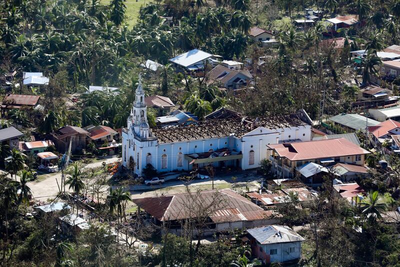 An aerial shot of the destruction on the island of Bohol, the Philippines. EPA