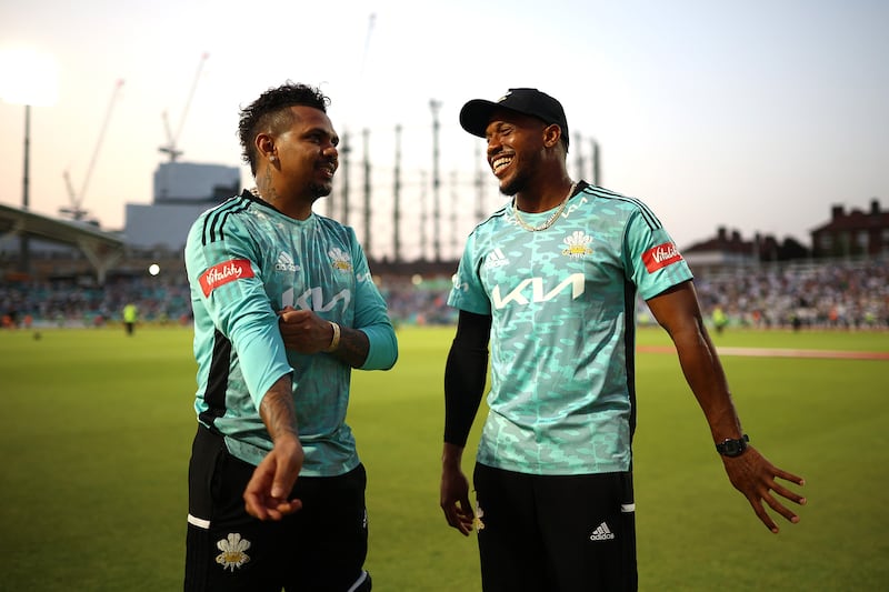 Chris Jordan, right, and Sunil Narine have been named in ILT20's star-studded line-up. Getty