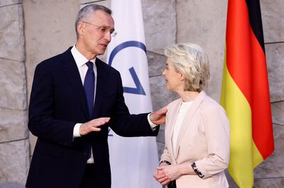 Nato Secretary General Jens Stoltenberg looks set to hand over the reins to Ursula von der Leyen next year. AFP
