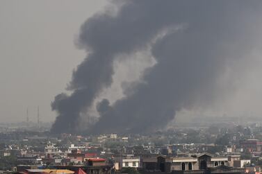 Smoke rises from the site of a Taliban attack in Kabul. AFP