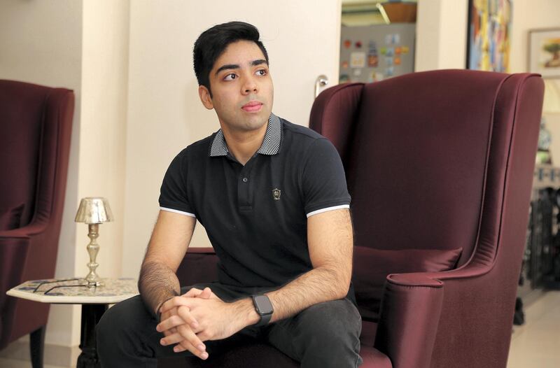 DUBAI, UNITED ARAB EMIRATES , June 16 – 2020 :- Sidhant  Mathur at his villa in the Meadows in Dubai. He is Graduate and looking for work in the UAE job market despite Covid-19 causing recession. (Pawan Singh / The National) For News. Story by Patrick