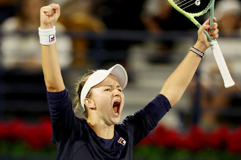 Barbora Krejcikova of Czech Republic celebrates defeating Iga Swiatek of Poland in the final. Getty