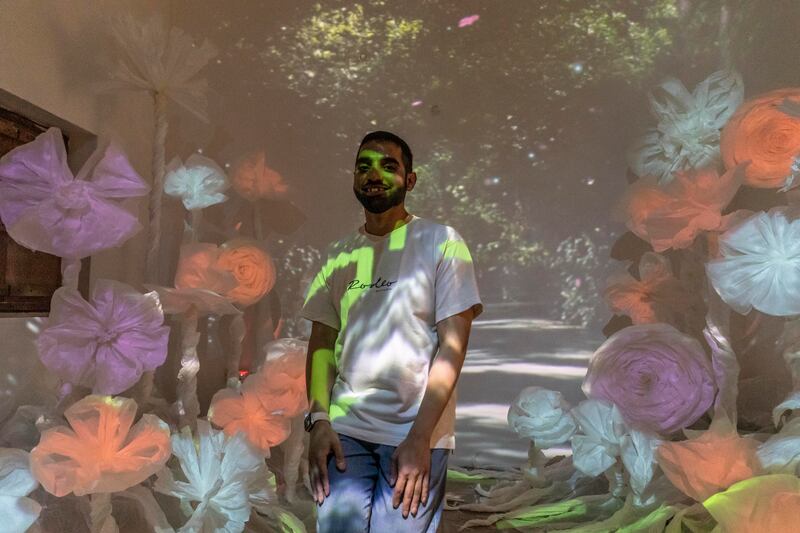 Abdulla bin Suqat, whose work is centered on fantasy worlds that the artist creates, with his latest project 'The People of My mother's Garden'.