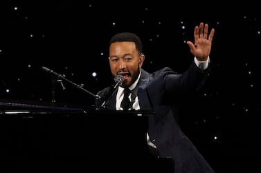 Amid the Covid-19 pandemic, John Legend has been performing from his living room, rather than the major arenas he is used to. AP   