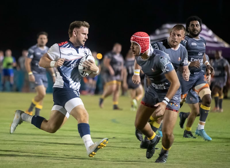 Bradley Janes scored Jebel Ali Dragons' third try in the victory over Dubai Hurricanes.