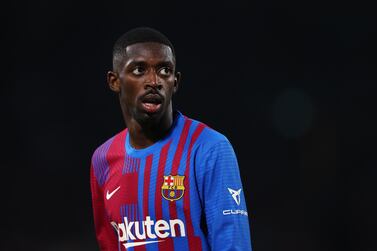 SYDNEY, AUSTRALIA - MAY 25:  Ousmane Dembele of FC Barcelona looks on during the match between FC Barcelona and the A-League All Stars at Accor Stadium on May 25, 2022 in Sydney, Australia. (Photo by Matt King / Getty Images)