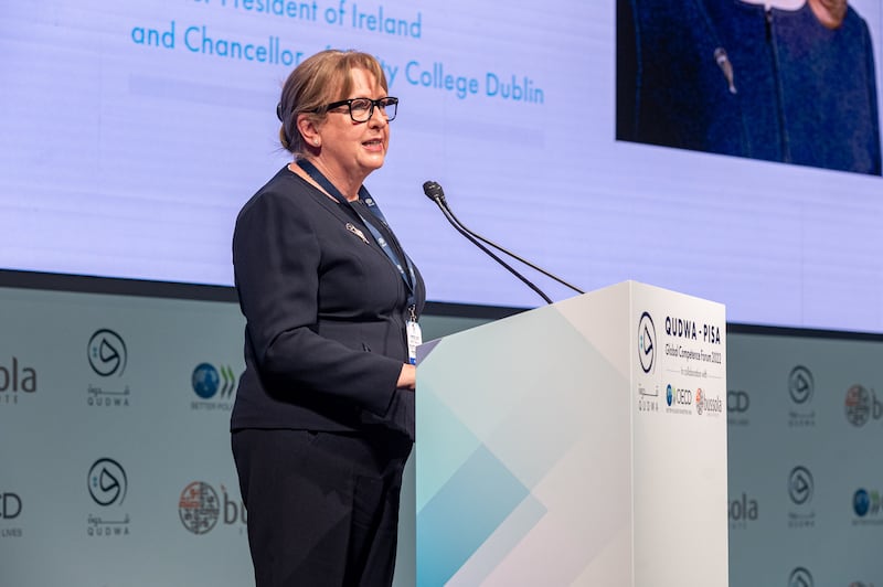 Former Irish President Mary McAleese told an education forum in Dubai about the importance of putting differences aside. Photo: Education Affairs Office of the Crown Prince Court