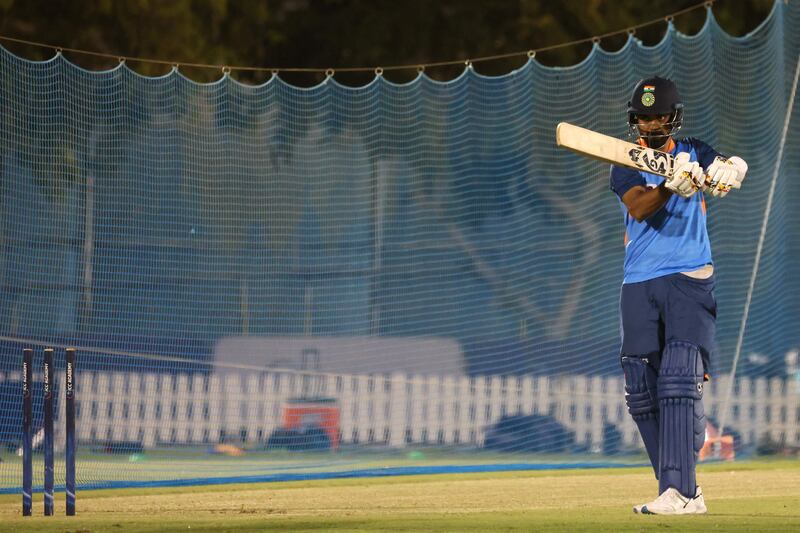 India's KL Rahul bats in the nets. AFP