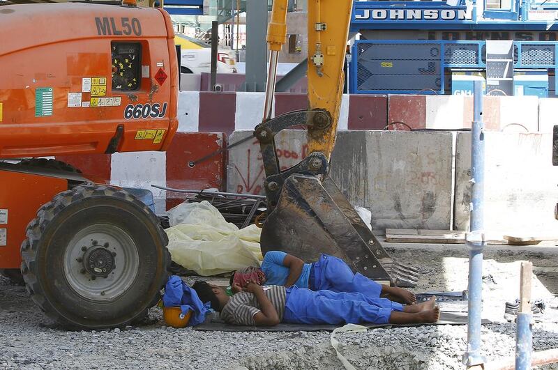 Readers call for proper rest areas and proper breaks for labourers in the UAE. Jeffrey E Biteng / The National