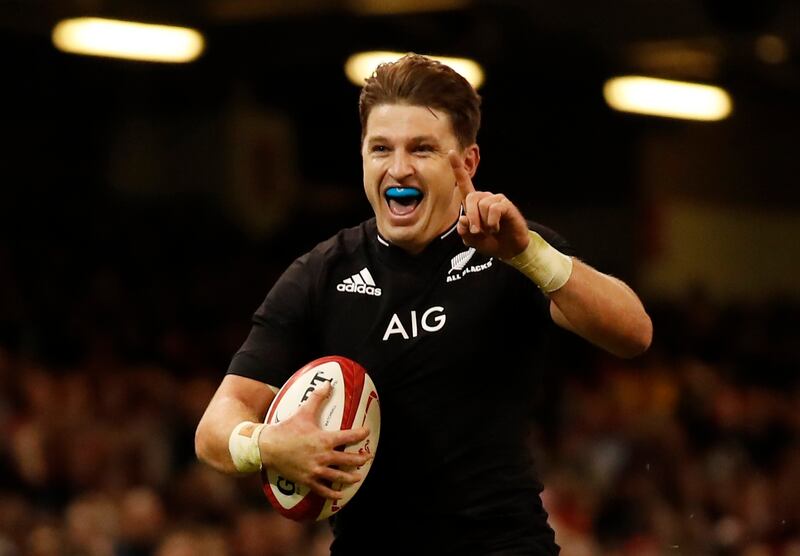 Beauden Barrett celebrates. Reuters