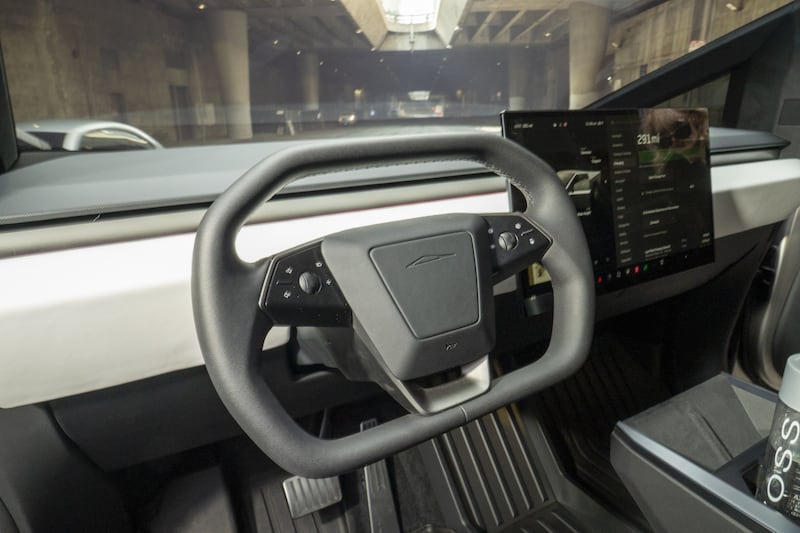 The interior of the Tesla Cybertruck