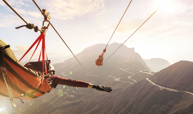 The world's longest zip-line at Toroverde Adventure Park, on Jebel Jais. Photo: RAK Tourism