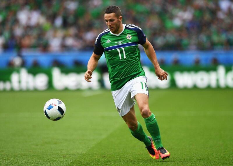 Conor Washington of Northern Ireland in action during the UEFA EURO 2016 Group C match between Northern Ireland and Germany at Parc des Princes on June 21, 2016 in Paris, France. (Photo by Shaun Botterill/Getty Images)