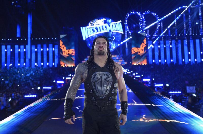 Roman Reigns will win the WWE Universal title at WrestleMania 34. Image courtesy of WWE.