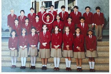 Selina Denman, circled, in a photo at her Cyprus school in the early 1990s.