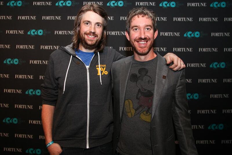 Mike Cannon-Brookes, left, and Scott Farquhar, the co-founders and co-chief executives of Atlassian. They are each worth $2.6 billion. Kelly Sullivan / Getty Images