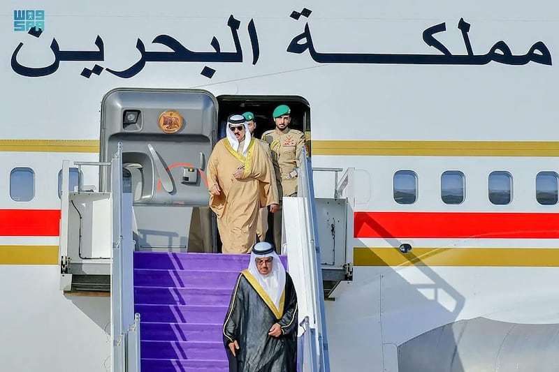Bahrain's King Hamad arrives in Jeddah for the Arab League Summit. AFP