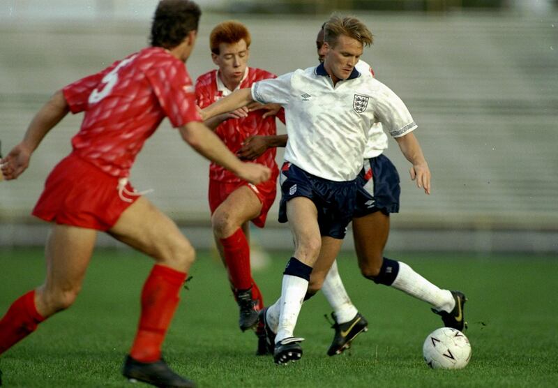 Geoff Thomas: Has raised millions of pounds for blood cancer charities since surviving leukaemia in 2003. His best spell on the pitch came for Crystal Palace between 1987 and 1993 which led to his international call-up. Sadly, the most memorable moment of his England career was when he was put through in goal against France, tried to chip the keeper and fluffed it big time. Allsport