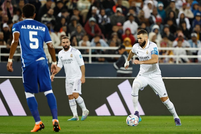 Karim Benzema runs with the ball during the Fifa Club World Cup final. AFP