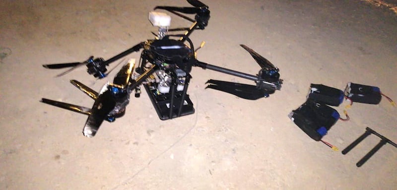 A photo provided by Lebanon’s General Security shows one of the drones that crashed in a southern suburb of Beirut. General Security HO via National News Agency