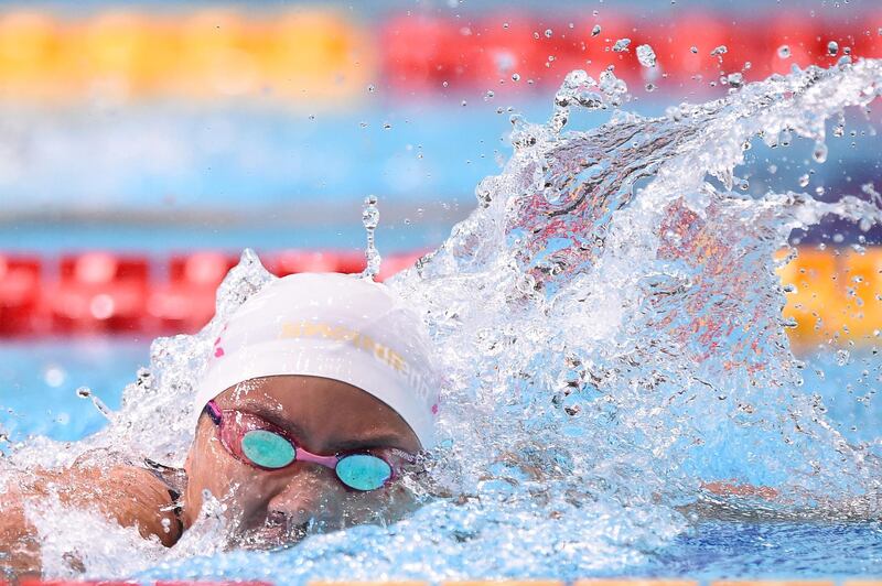 Yukimi Moriyamacompetes during the women's 1500m freestyle heats on day two of the Japan Swim at the Tokyo Tatsumi International Swimming Center. Getty Images