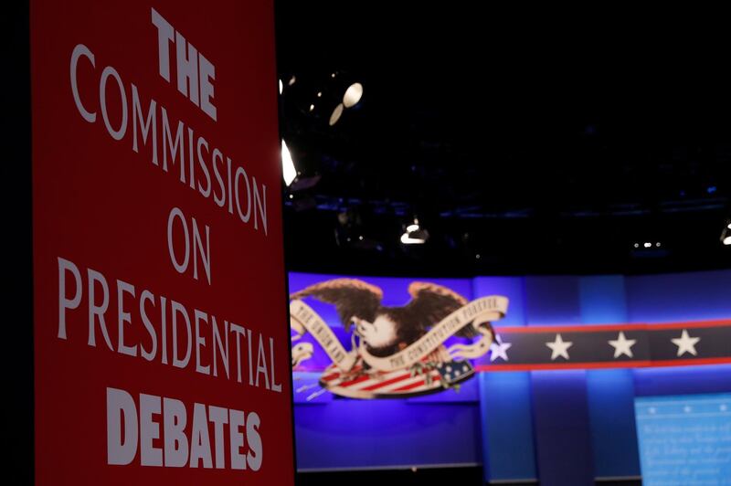 The debate takes place at the University of Utah's Kingsbury Hall in Salt Lake City. EPA