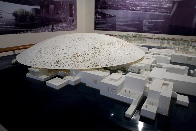 United Arab Emirates - Abu Dhabi - April 24 - 2008 : A scale model of the Louvre Abu Dhabi Museum at Emirates Palace Hotel. This is part of the Cultural District and will be built at Saadiyat Island and also will have the Maritime Musseum,  Performing Arts Centre, Guggenheim Abu Dhabi Musseum, Sheik Zayed National Museum and Pavilions.( Jaime Puebla / The National ) *** Local Caption *** JP125 - LOUVRE MUSEUM.jpg