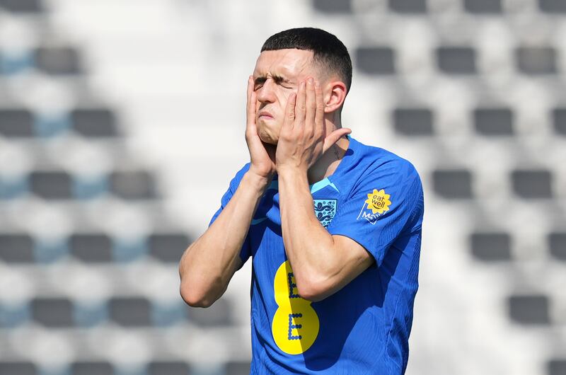 England attacker Phil Foden during training.